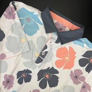 Swannies Golf Polo Shirt Mens Small Floral Short Sleeve Performance Tropical